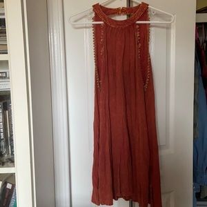 Burnt orange mini dress, buttons in back